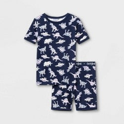 Size 10 Girls' 2pc Snug Fit Dino Pajama Set - Cat & Jack™ Blue